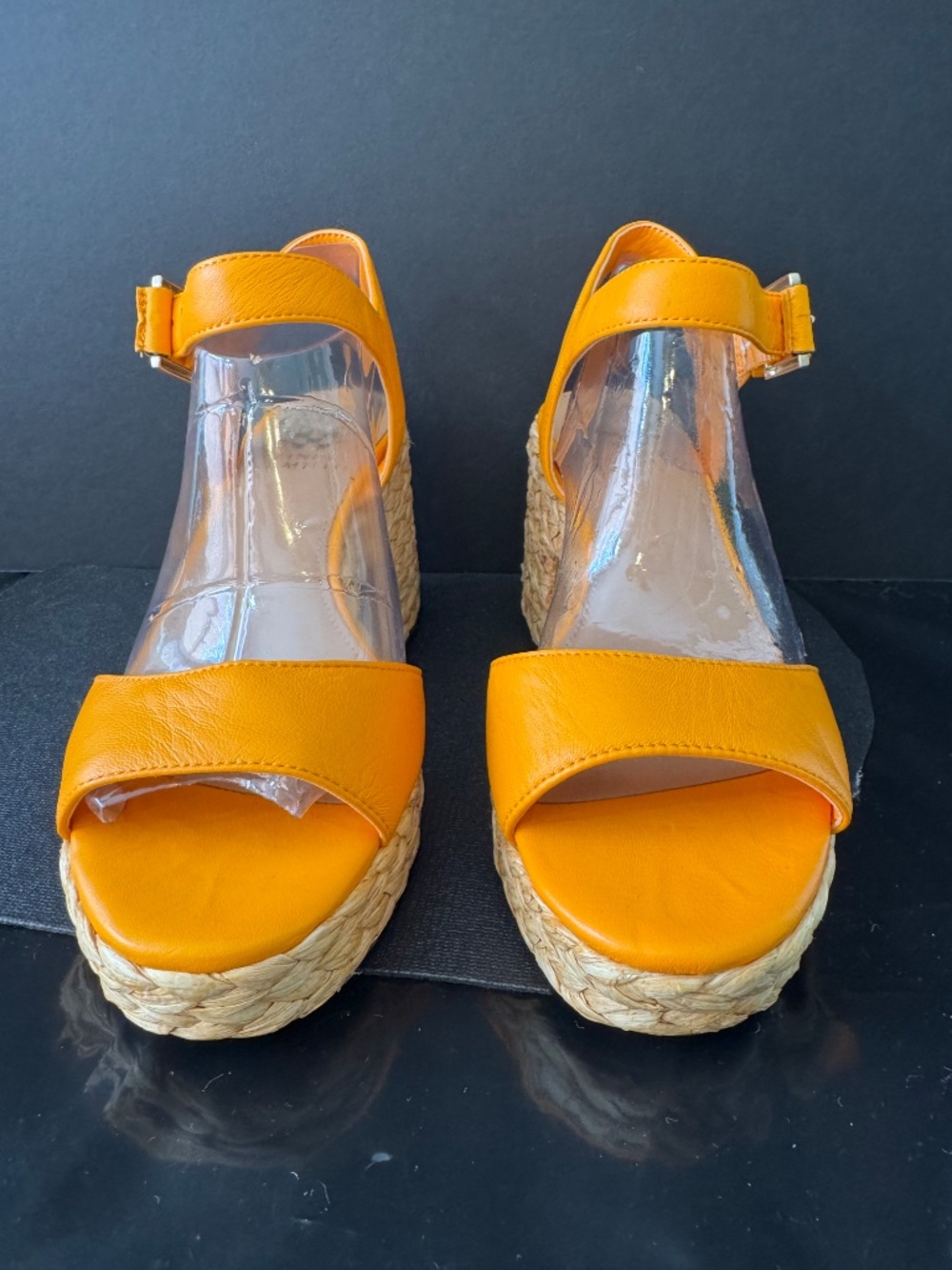 Vince Camuto Orange Leather Espadrille Sandals Ankle Strap Size 6 NWOB - Picture 4 of 16
